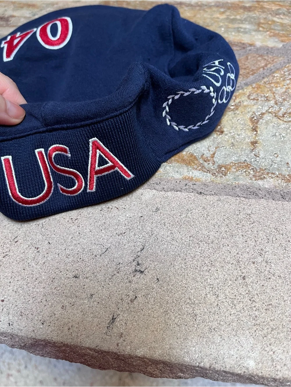 2004 USA Olympic Team Roots Beret Cap Hat Navy L/XL Embroidered Mens